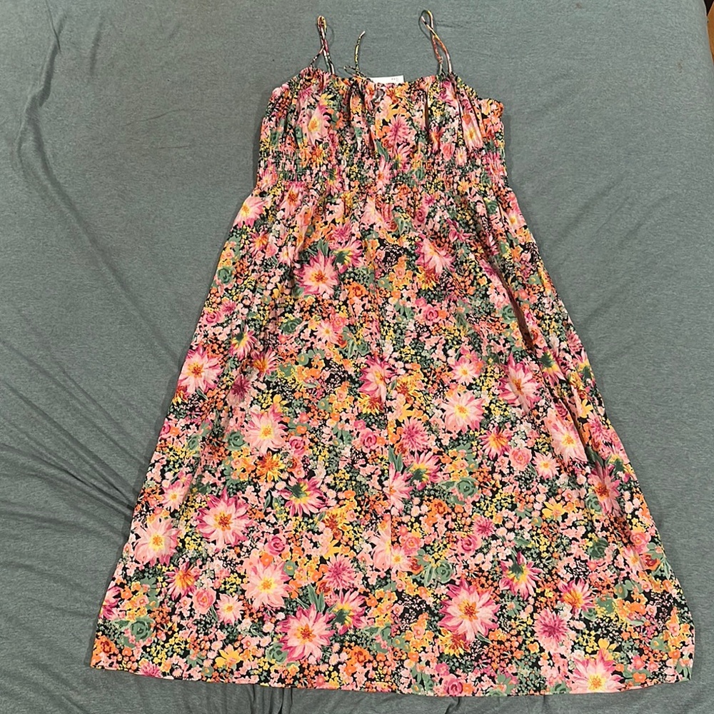 H&M Pink and Yellow Floral Maxi Sundress